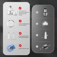 Mini tocător electric Bear cu boluri de sticlă de 0,6 l și 2 l, 2 viteze, 4 lame din oțel inoxidabil, pentru mâncare de bebeluși, fructe și legume 6