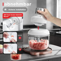 Mini tocător electric Bear cu boluri de sticlă de 0,6 l și 2 l, 2 viteze, 4 lame din oțel inoxidabil, pentru mâncare de bebeluși, fructe și legume 2