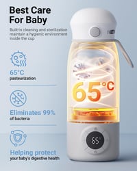 Încălzitor portabil pentru biberoane Bear, 500 ml, pentru lapte praf și lapte matern, ideal pentru mașină și avion, cu reglare precisă a temperaturii 7