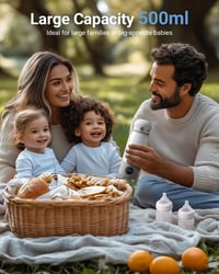 Încălzitor portabil pentru biberoane Bear, 500 ml, pentru lapte praf și lapte matern, ideal pentru mașină și avion, cu reglare precisă a temperaturii 8