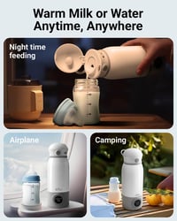 Încălzitor portabil pentru biberoane Bear, 500 ml, pentru lapte praf și lapte matern, ideal pentru mașină și avion, cu reglare precisă a temperaturii 6