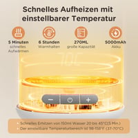 Bear Utazó Bébi Vízforraló 270ml - Gyors Melegítés, 6 Órás Hőtartás, 37-70°C Állítható Hőmérséklet, Fehér, Ideális Utazáshoz 2