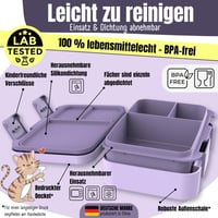 Cutie pentru gustări compactă BEARFOOT Bento Box pentru copii - Unicorn mov, 650 ml 3