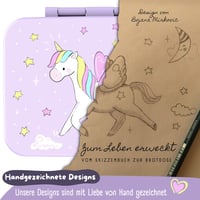 Cutie pentru gustări compactă BEARFOOT Bento Box pentru copii - Unicorn mov, 650 ml 2
