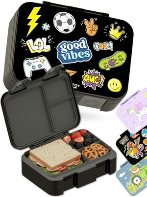 BEARFOOT Bento Box Compact dječja kutija za užinu - Sticker crna, 650 ml