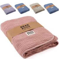 BEARFOOT mušelínová detská deka z fleece bavlny, plyšová, mäkká, pre novorodencov, darček pre chlapcov a dievčatá k narodeninám, farba Dusty Rose 1
