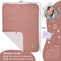 BEARFOOT mušelínová detská deka z fleece bavlny, plyšová, mäkká, pre novorodencov, darček pre chlapcov a dievčatá k narodeninám, farba Dusty Rose 2