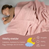 BEARFOOT mušelínová detská deka z fleece bavlny, plyšová, mäkká, pre novorodencov, darček pre chlapcov a dievčatá k narodeninám, farba Dusty Rose 6