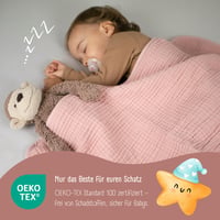 BEARFOOT mušelínová detská deka z fleece bavlny, plyšová, mäkká, pre novorodencov, darček pre chlapcov a dievčatá k narodeninám, farba Dusty Rose 4