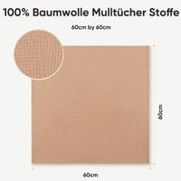 Scutece din Muselină Bearmoss pentru Bebeluși 100% Bumbac, Scutece Pufoase pentru Regurgitare, Respirabile și Super Absorbante, 3 buc, 60x60 cm, Soare Maro 3