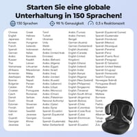 Prekladateľské slúchadlá BEARTAIN, 3 v 1 preklad v reálnom čase, 150 jazykov, dotyková obrazovka, 60-hodinová výdrž batérie, iOS a Android, na cestovanie 6