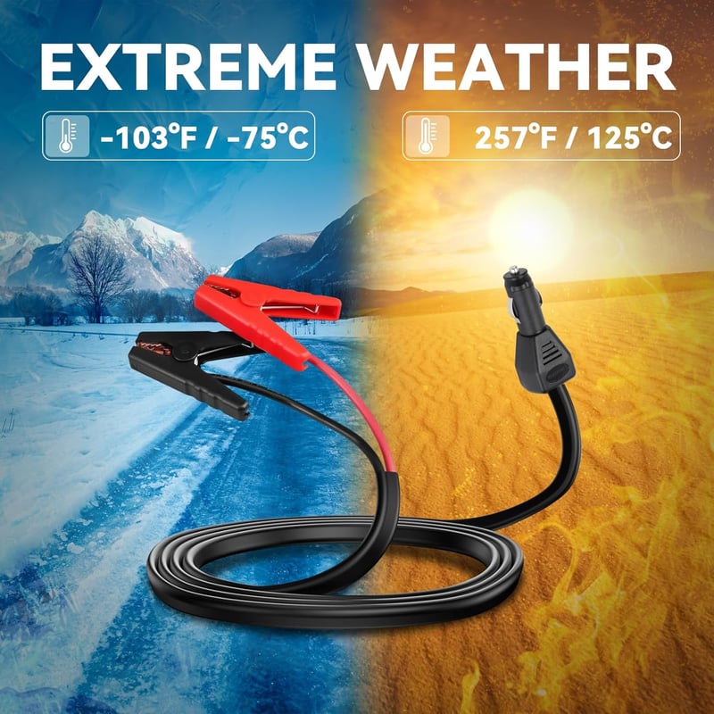 Beaspire Autós Indítókábel 12V 10A Adapterrel - 1,8m 8AWG Bikakábel Jackery és ECOFLOW Hordozható Áramforrásokhoz Kompatibilis