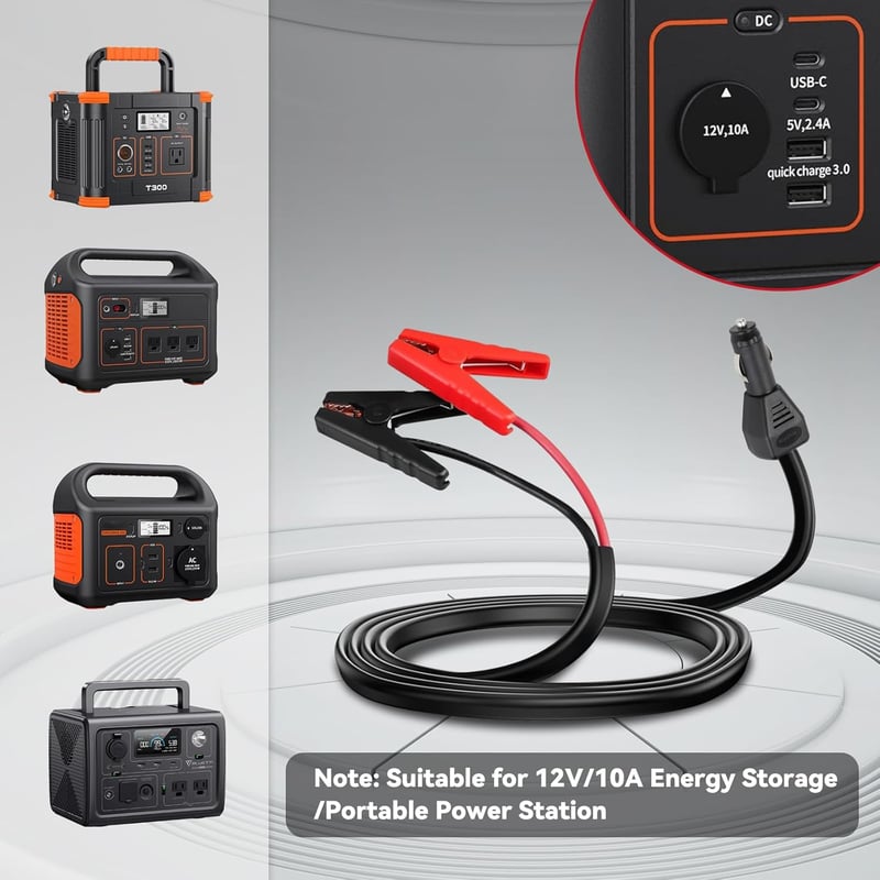Beaspire Autós Indítókábel 12V 10A Adapterrel - 1,8m 8AWG Bikakábel Jackery és ECOFLOW Hordozható Áramforrásokhoz Kompatibilis