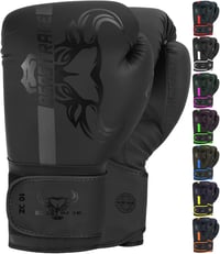 BEAST RAGE Bokszkesztyű 10 oz - Fekete Műbőr Edzőkesztyű MMA, Muay Thai, Kickbox Edzéshez - Unisex Sparring Kesztyű Extra Csuklóvédelemmel 1