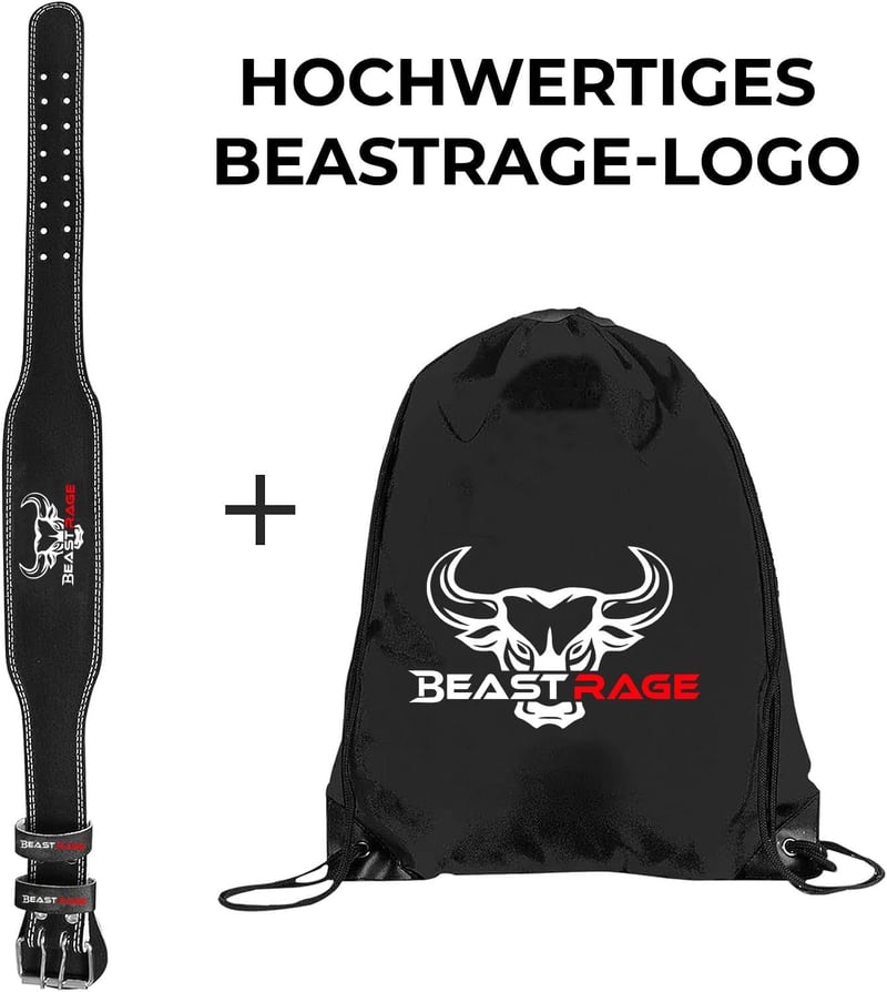 BEAST RAGE Bőr Súlyemelő Öv 10 Lyukkal 4" Párnázott Edzés Testépítés