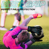 Mănuși de portar BEAST RAGE pentru copii, mărimea 5 (9-12 ani), pentru băieți și fete, mănuși de fotbal, palmă din latex 4mm antiderapant, bandă dublă pentru încheietură, bleu 4