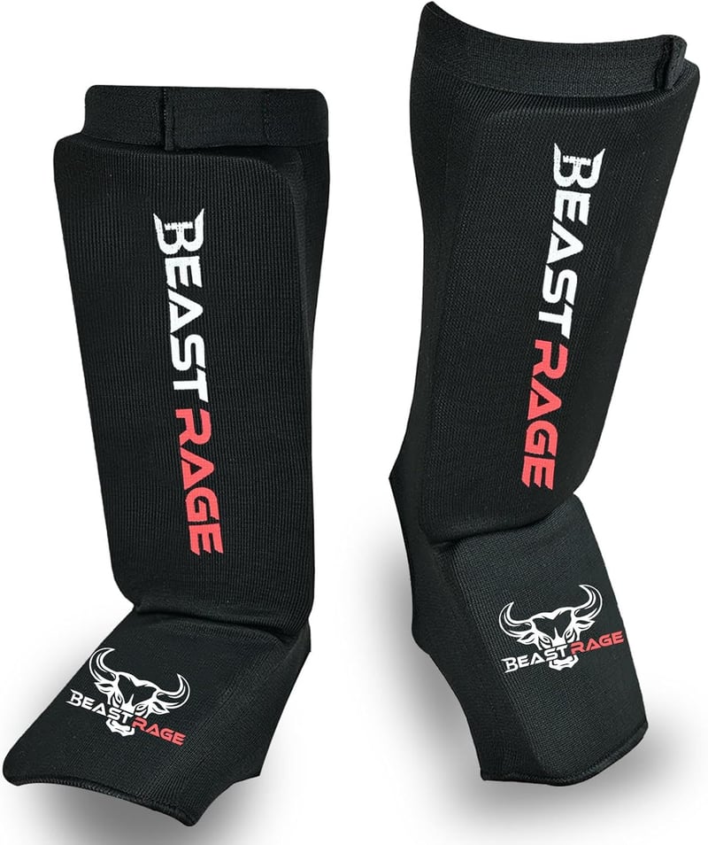 BEAST RAGE Muay Thai Boxzás MMA Taekwondo Sípcsont Védő Párnázott Lábvédelem