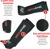 BEAST RAGE Muay Thai Boxzás MMA Taekwondo Sípcsont Védő Párnázott Lábvédelem 2