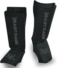 BEAST RAGE Neoprén Lábszárvédő Párnázott Rüsztvédővel - Muay Thai, MMA, Box, Karate Edzéshez - Unisex Fekete S Méret 1