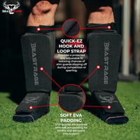 BEAST RAGE Neoprén Lábszárvédő Párnázott Rüsztvédővel - Muay Thai, MMA, Box, Karate Edzéshez - Unisex Fekete S Méret 3