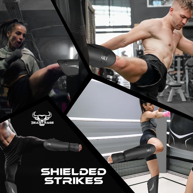 BEAST RAGE Sípcsont Védő Kickboxing Muay Thai MMA Edzéshez Lábvédelem