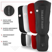 BEAST RAGE Sípvédő Kickboxing Muay Thai MMA Lábvédelem Instep Védelemmel - L, Black 2
