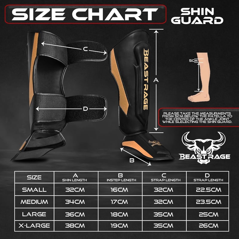 BEAST RAGE Sípvédő Kickboxing Muay Thai MMA Lábvédelem Instep Védelemmel