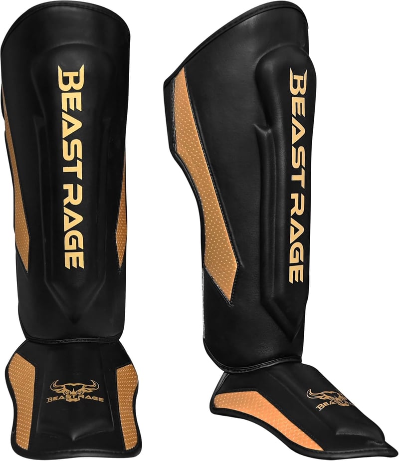 BEAST RAGE Sípvédő Kickboxing Muay Thai MMA Lábvédelem Instep Védelemmel