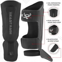 BEAST RAGE Sípvédő Kickboxing Muay Thai MMA Lábvédelem Instep Védelemmel - L, Black 5