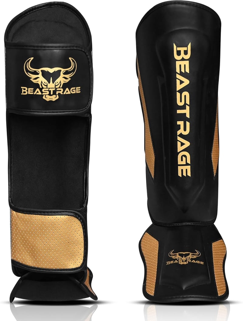 BEAST RAGE Sípvédő Kickboxing Muay Thai MMA Lábvédelem Instep Védelemmel