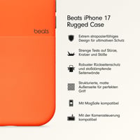 Odolný kryt Beats pre iPhone 17 s podporou MagSafe a ovládaním fotoaparátu, nárazuvzdorný, s matným povrchom a podšívkou z mikrovlákna – nevadská oranžová 2