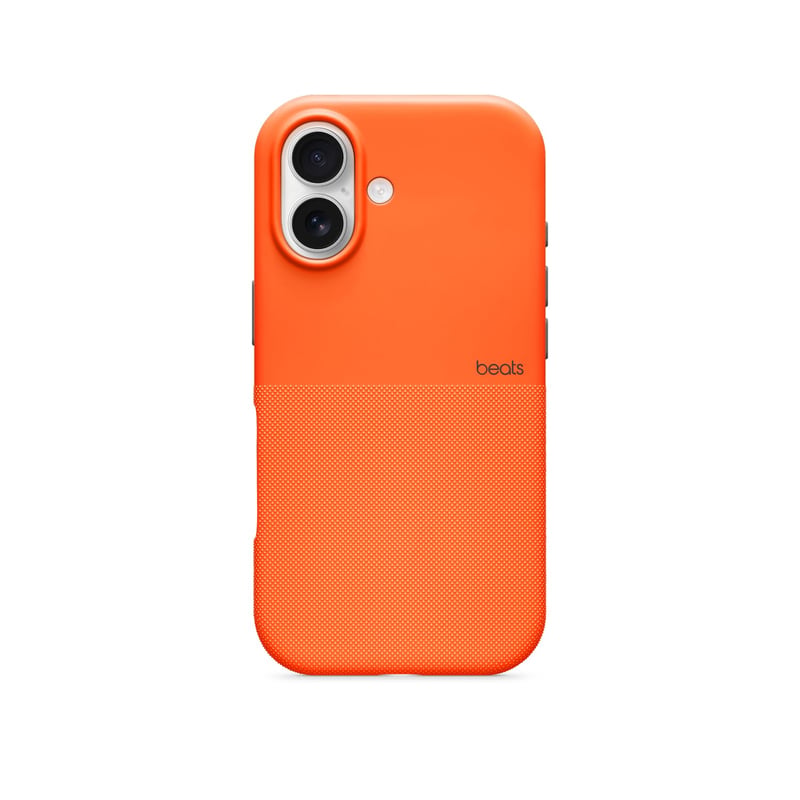 Odolný kryt Beats pre iPhone 17 s podporou MagSafe a ovládaním fotoaparátu, nárazuvzdorný, s matným povrchom a podšívkou z mikrovlákna – nevadská oranžová
