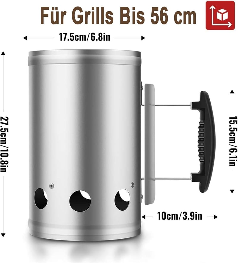 BEAU JARDIN Rapidfire 28x18cm Széngyújtó BBQ Grillhez Biztonsági Fogantyúval