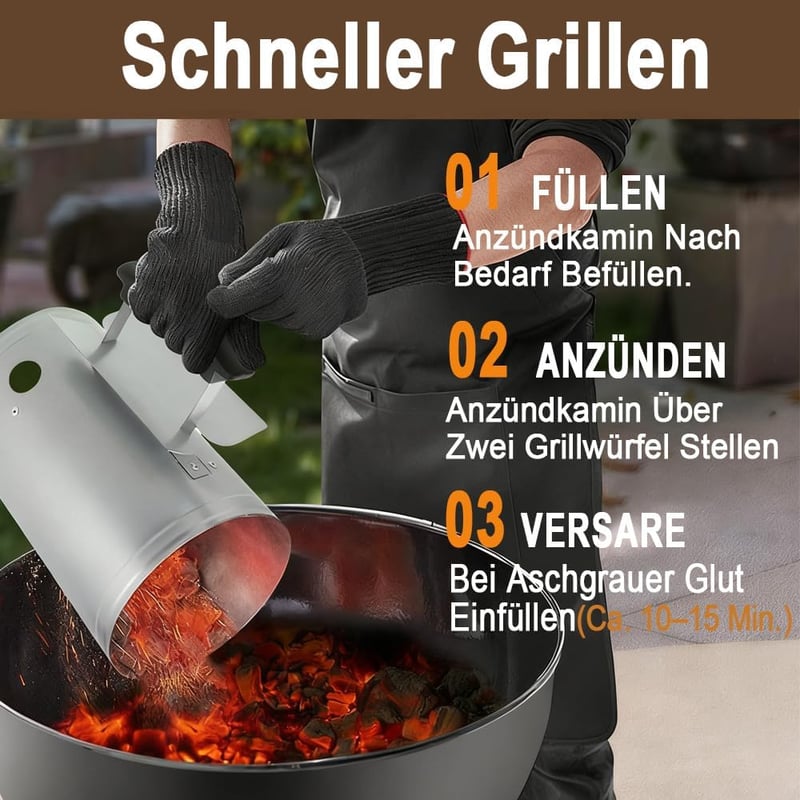 BEAU JARDIN Rapidfire 28x18cm Széngyújtó BBQ Grillhez Biztonsági Fogantyúval