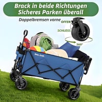 BEAU JARDIN XXL Összecsukható Kézikocsi 300L 250kg Terhelhetőség Terepkerék 4