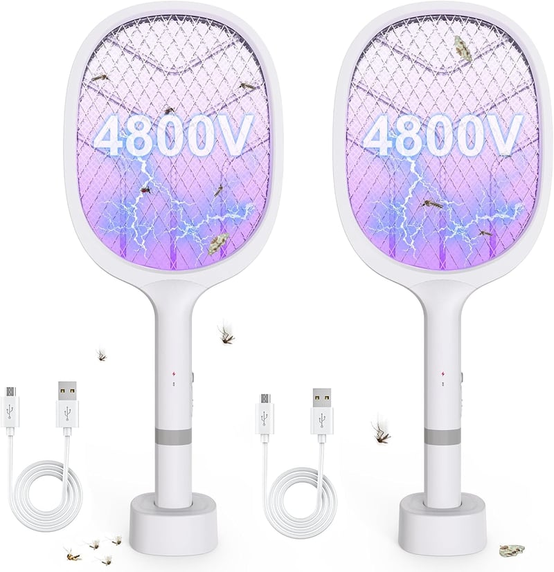 BeauFIvv elektromos légyfogó UV csapda 4800V USB töltős szúnyog és legyirtó 2db