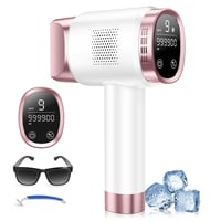 Aparat de epilare IPL Beauris 21J cu răcire prin gheață 8°C, 9 trepte și lumină roșie 600 NM, ecran tactil LCD, pentru femei și bărbați, față, bikini, corp, roz 1