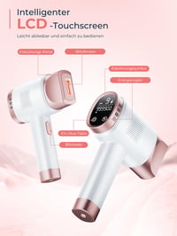 Aparat de epilare IPL Beauris 21J cu răcire prin gheață 8°C, 9 trepte și lumină roșie 600 NM, ecran tactil LCD, pentru femei și bărbați, față, bikini, corp, roz 4