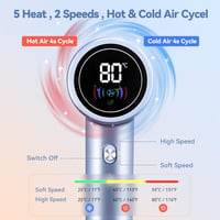 Beautlinks Ionos Hajszárító HD Kijelzővel - 110.000 RPM Gyorsszárítás, 200 Millió Negatív Ion, 5 Hőfok, 2 Sebesség, Otthoni és Utazó Használ 3