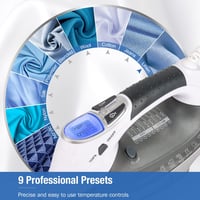BEAUTURAL 2400W Gőzvasaló Kerámia Talppal 340ml Tartály 9 Gőzfokozat LCD Kijelző - White-grey 4