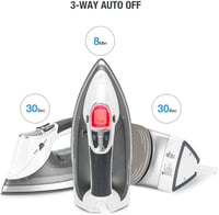 BEAUTURAL 2400W Gőzvasaló Kerámia Talppal 340ml Tartály 9 Gőzfokozat LCD Kijelző - White-grey 7