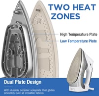 BEAUTURAL 2400W Gőzvasaló Kerámia Talppal 340ml Tartály 9 Gőzfokozat LCD Kijelző - White-grey 3