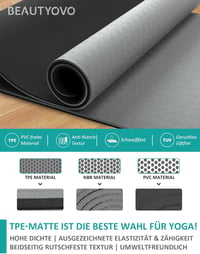Saltea de yoga BEAUTYOVO de 8 mm, antiderapantă, cu curea de transport, saltea fitness TPE pentru Pilates și antrenament 4