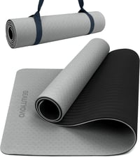 Saltea de yoga BEAUTYOVO de 8 mm, antiderapantă, cu curea de transport, saltea fitness TPE pentru Pilates și antrenament 1
