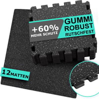 BEAUTYOVO Covoraș de protecție pentru fitness 31x31 cm, set de 12 piese de puzzle din cauciuc, extra gros 10 mm, pentru săli de sport cu trafic intens și pentru acasă 2