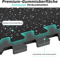 BEAUTYOVO Covoraș de protecție pentru fitness 31x31 cm, set de 12 piese de puzzle din cauciuc, extra gros 10 mm, pentru săli de sport cu trafic intens și pentru acasă 4