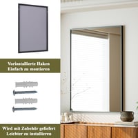 BEAUTYPEAK 76x51 cm Fekete Alumínium Keretű Falitükör Fürdőszobába, Hálóba, Nappaliба 6