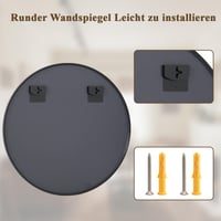 BEAUTYPEAK 90 cm okrúhle zrkadlo, nerozbitné nástenné zrkadlo s hliníkovým rámom, kúpeľňové zrkadlo na zavesenie aj opretie o stenu, do spálne, obývačky 5