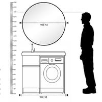 BEAUTYPEAK 90 cm okrúhle zrkadlo, nerozbitné nástenné zrkadlo s hliníkovým rámom, kúpeľňové zrkadlo na zavesenie aj opretie o stenu, do spálne, obývačky 6