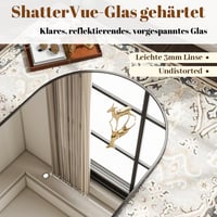 BEAUTYPEAK Ívelt Fali Tükör Fekete Alumínium Kerettel, 75 x 100 cm, Törésálló, Falra Akasztható vagy Támasztható, Fürdőszobába, Hálószobába 4